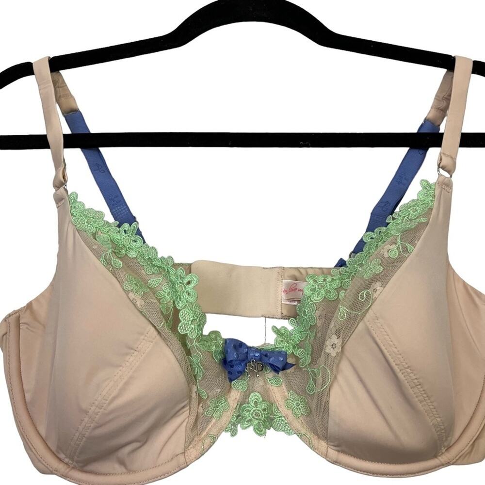 IN LOVE WITH PP PRETTY POLLY Nude Beige Underwire Lightly Lined Bra Lace sz 38C - Picture 4 of 16